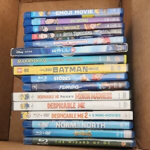 Kids Animated Movie DVD & Blu‑ray Bundle — Assorted Color Spines